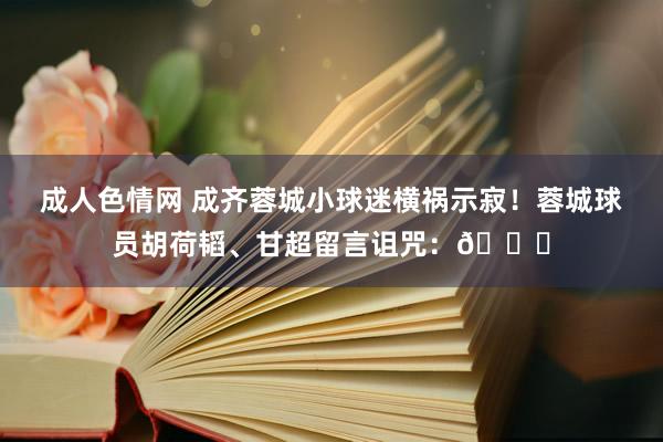 成人色情网 成齐蓉城小球迷横祸示寂！蓉城球员胡荷韬、甘超留言